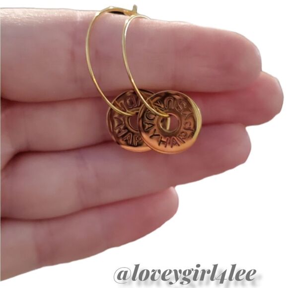 SUNDAY FUNDAY "HAPPY SUNDAY " HOOP EARRINGS - Picture 2 of 7